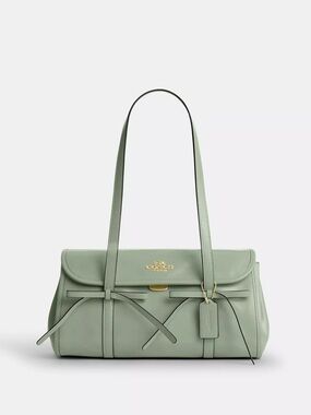 NWT Coach Bridget Flap Shoulder Bag With Bows Leather Light Pistachio CDY94 RARE